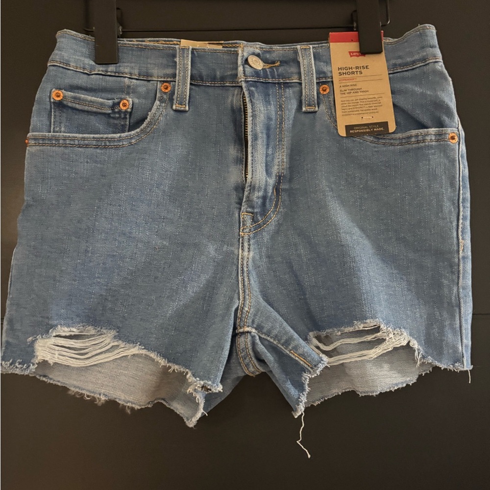 Levi's Blue Jean Shorts with Distressed Details